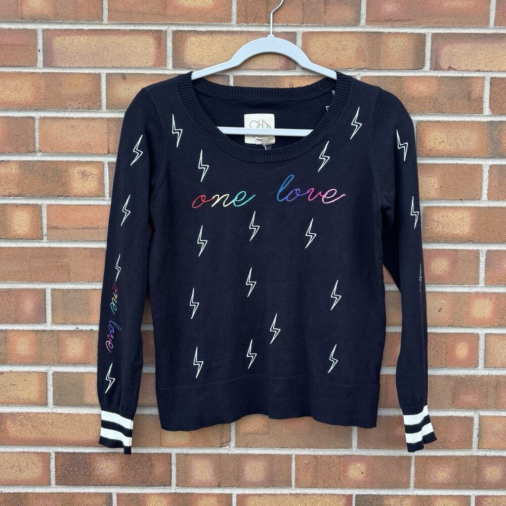 Chaser One Love Cotton Cashmere Blend Crewneck Sweater Womens Sz XS